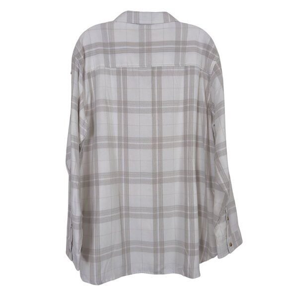 Jach's Girlfriend XXL White & Gray Cozy Plaid Flannel Button down soft Shirt XXL - Picture 2 of 14